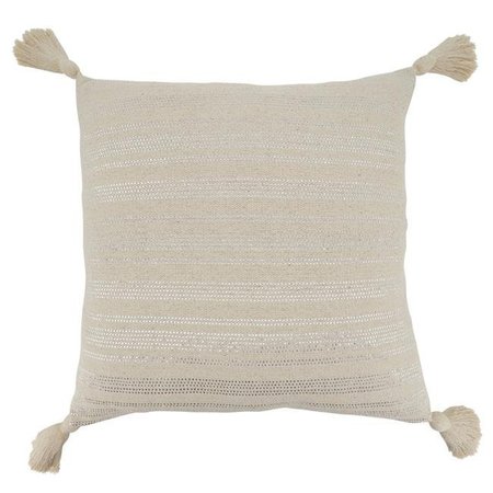 SARO LIFESTYLE SARO 717.N22SD 22 in. Square Natural Down-Filled Shimmer Line Design Throw Pillow 717.N22SD